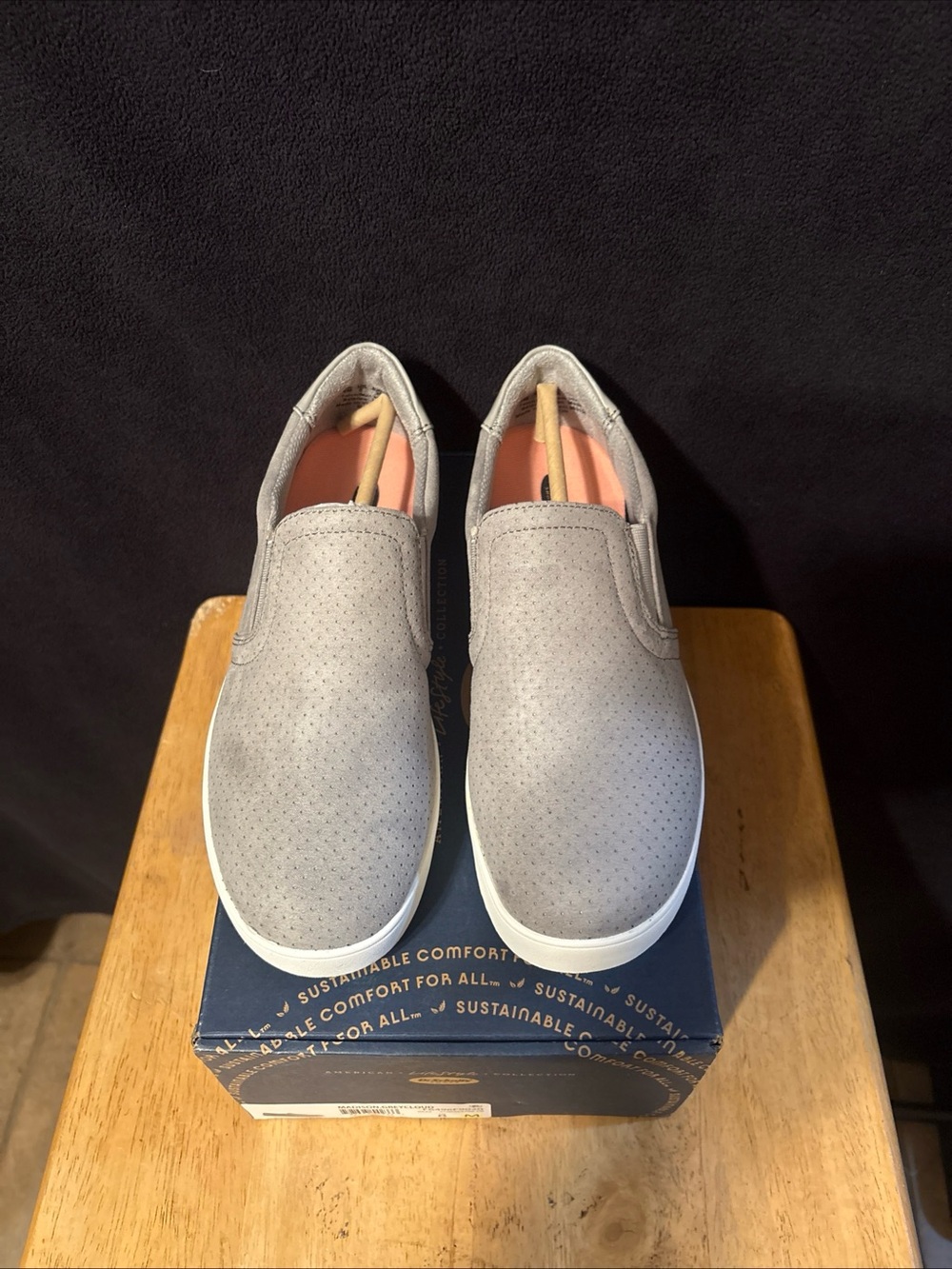 Dr. Scholl's Light Gray Perforated Slip-On Flats